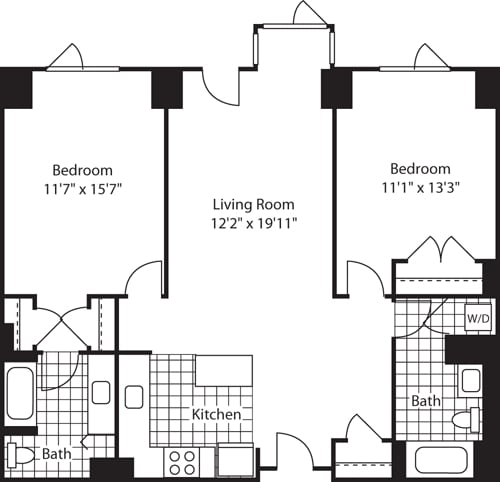 Floor Plan - 2 Bed (North)- 1098