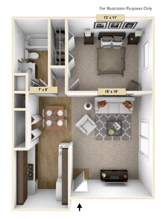 Floor Plan - Hemlock One Bedroom