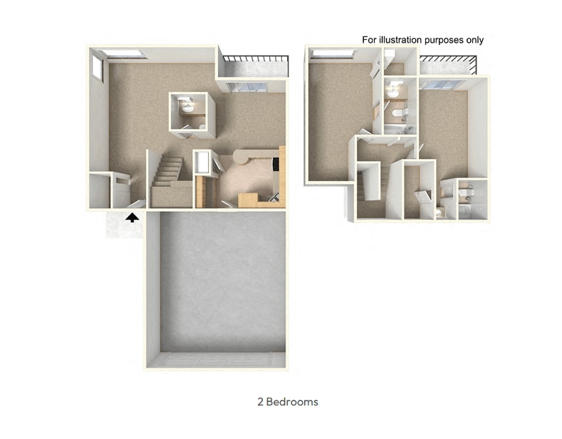 Floor Plan - 2 Bed 2.5 Bath Woods Townhome