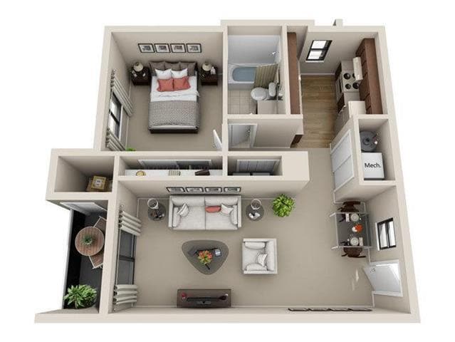 Floor Plan - One Bedroom