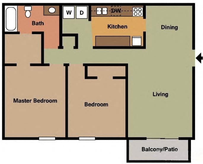 Floor Plan - 2Bed - 1Bath
