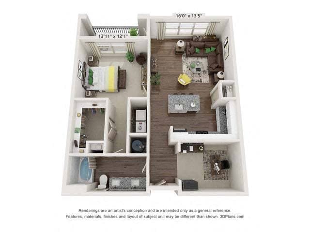 Floor Plan - One-Bedroom (A3)