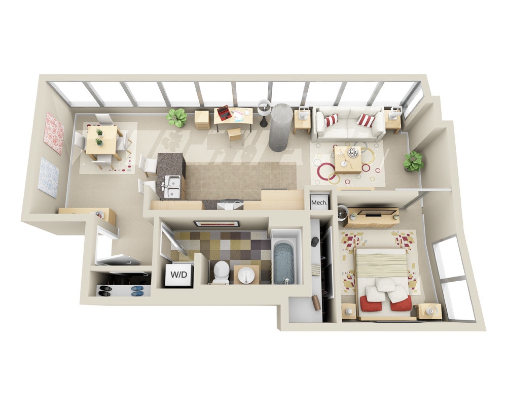 Floor Plan - H-A1J - 1x1