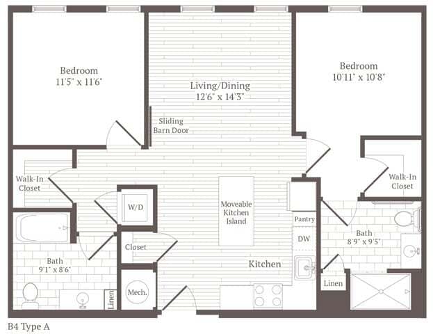 Floor Plan - 2 Bed 2 Bath
