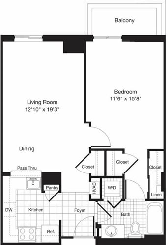 Floor Plan - 1 Bedroom N