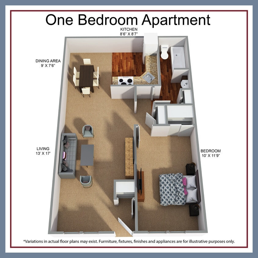 Floor Plan - One Bedroom Apartment Birch