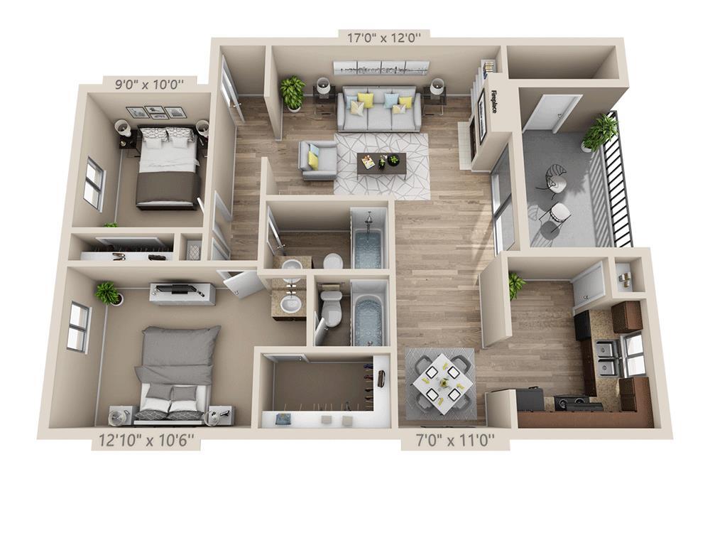 Floor Plan - Two Bedroom B2BCT