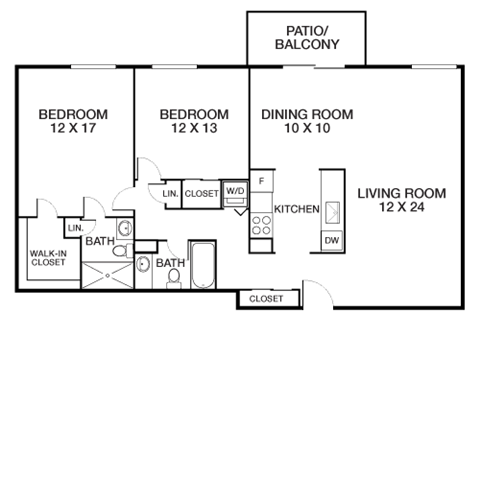 Floor Plan - Tower 1 | 2 Bed | B2C