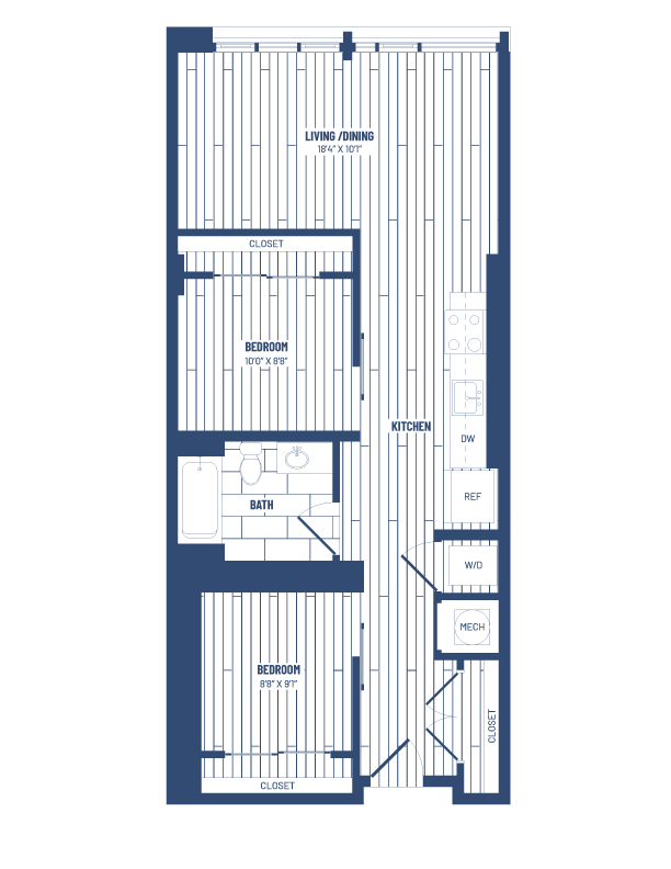 Floor Plan - 2 Bed/1 Bath Junior-HJR2E  x28