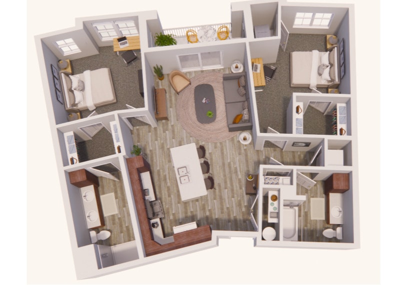 2 BDR 2 BA 1134 sf - 2 BDR- 2 BA