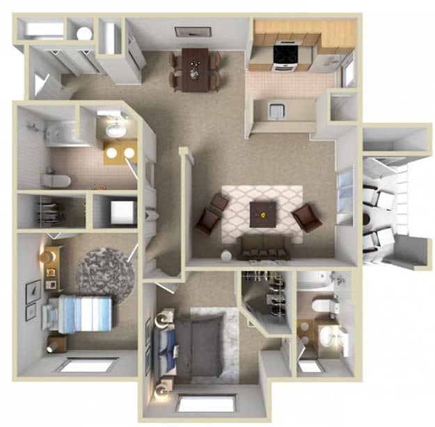 Floor Plan - 2 Bed 2 Baths
