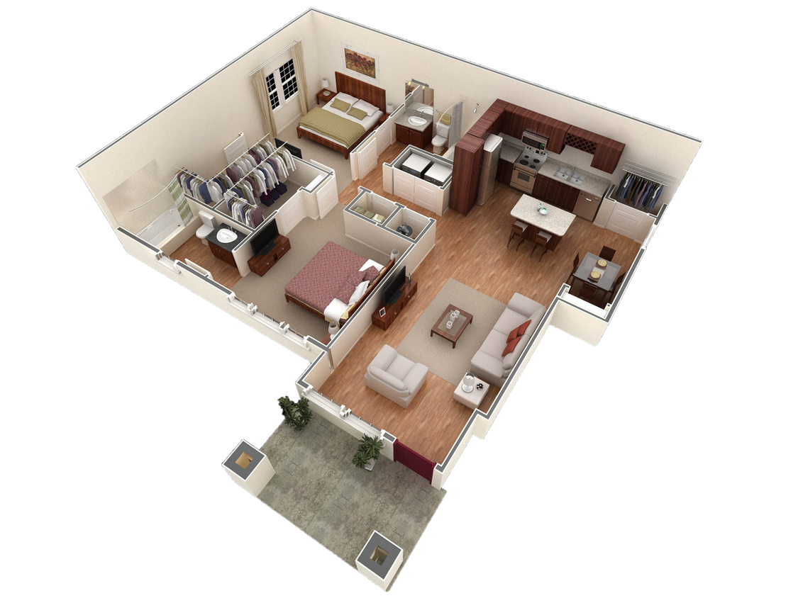 Floor Plan - 2 BR Designer Courtyard Garage