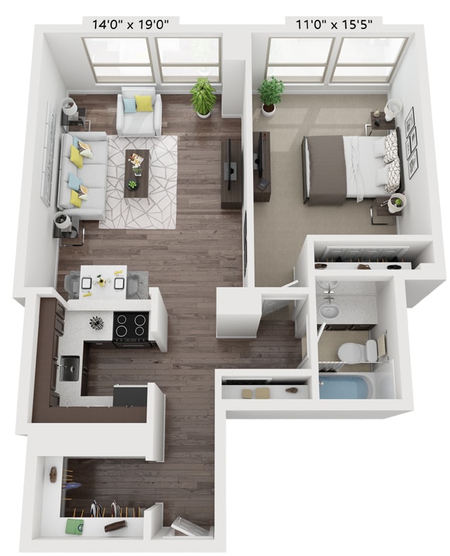 Floor Plan - ONE BEDROOM EIGHT