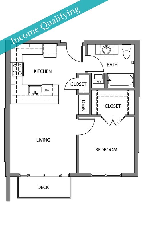 Floor Plan - 1 Bed/1 Bath-MFTE-C15
