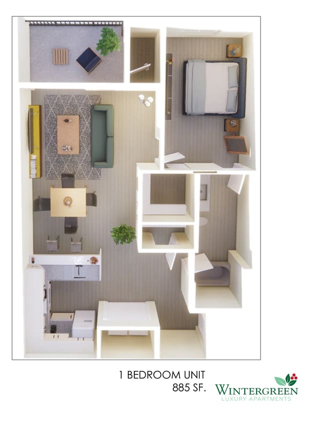 Floor Plan - 1 Bedroom, 1 Bathroom
