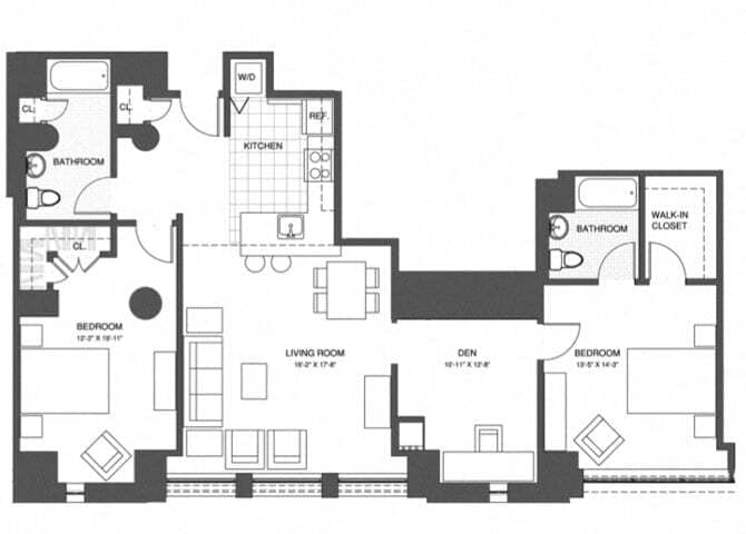 Floor Plan - 2 Bed/2 Bath Den