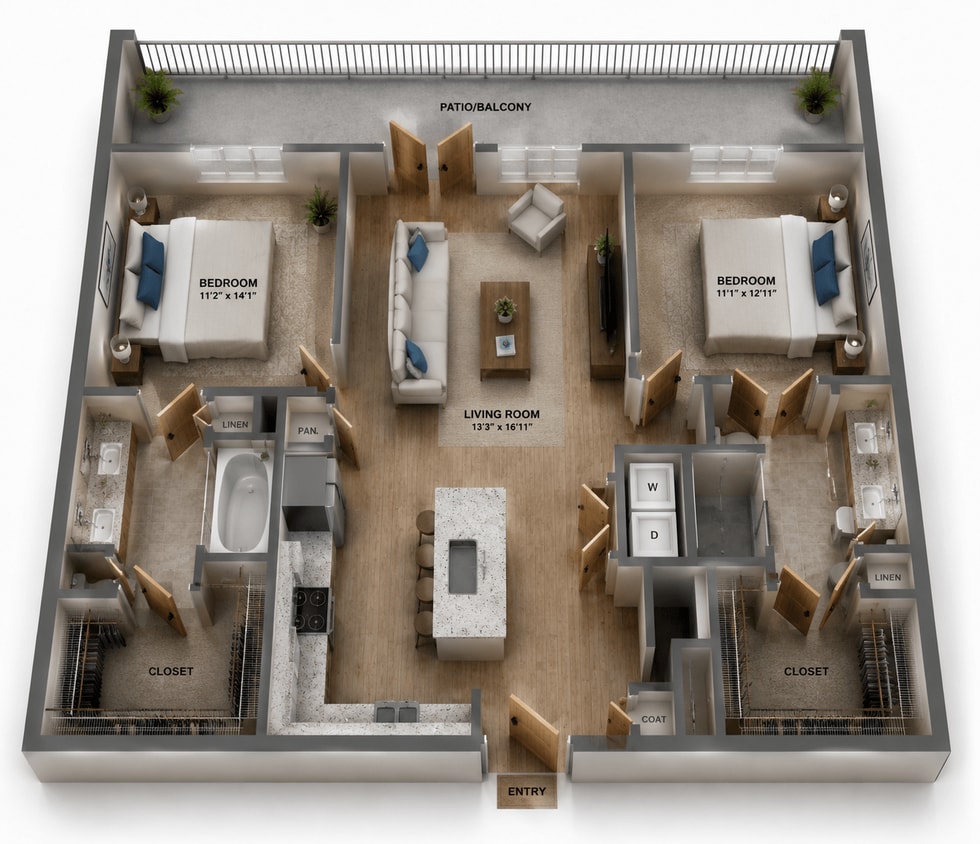 Floor Plan - B3 (Large Patio/Balcony)