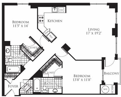 Floor Plan - 2 Bedroom- 1248