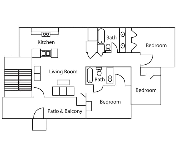 3BR/2BA - Three Bedroom