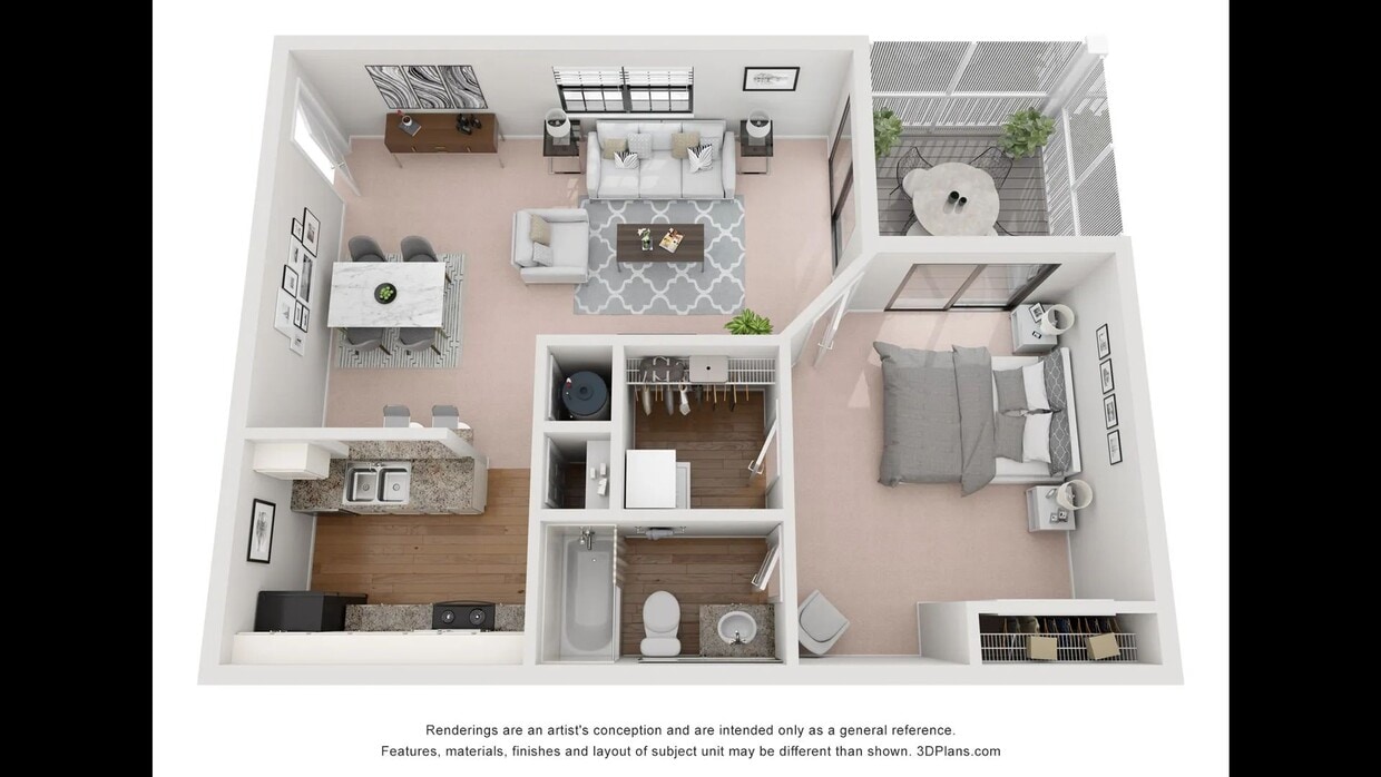 A photo of our 1x1 floor plan, The Elmwood. - The Elmwood