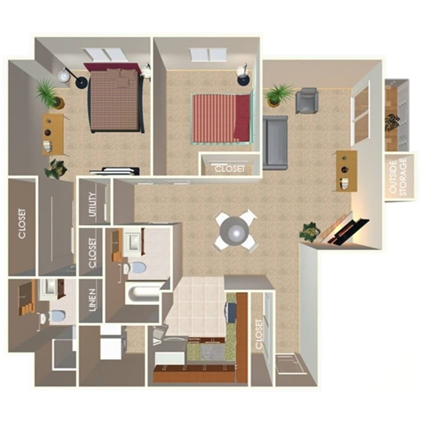 Floor Plan - 2 Bed, 2 Bath C
