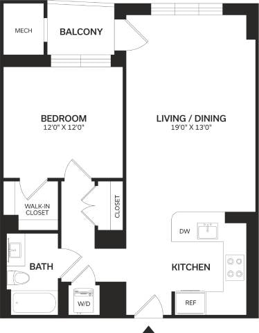 Floor Plan - 1 Bed/1 Bath-A5