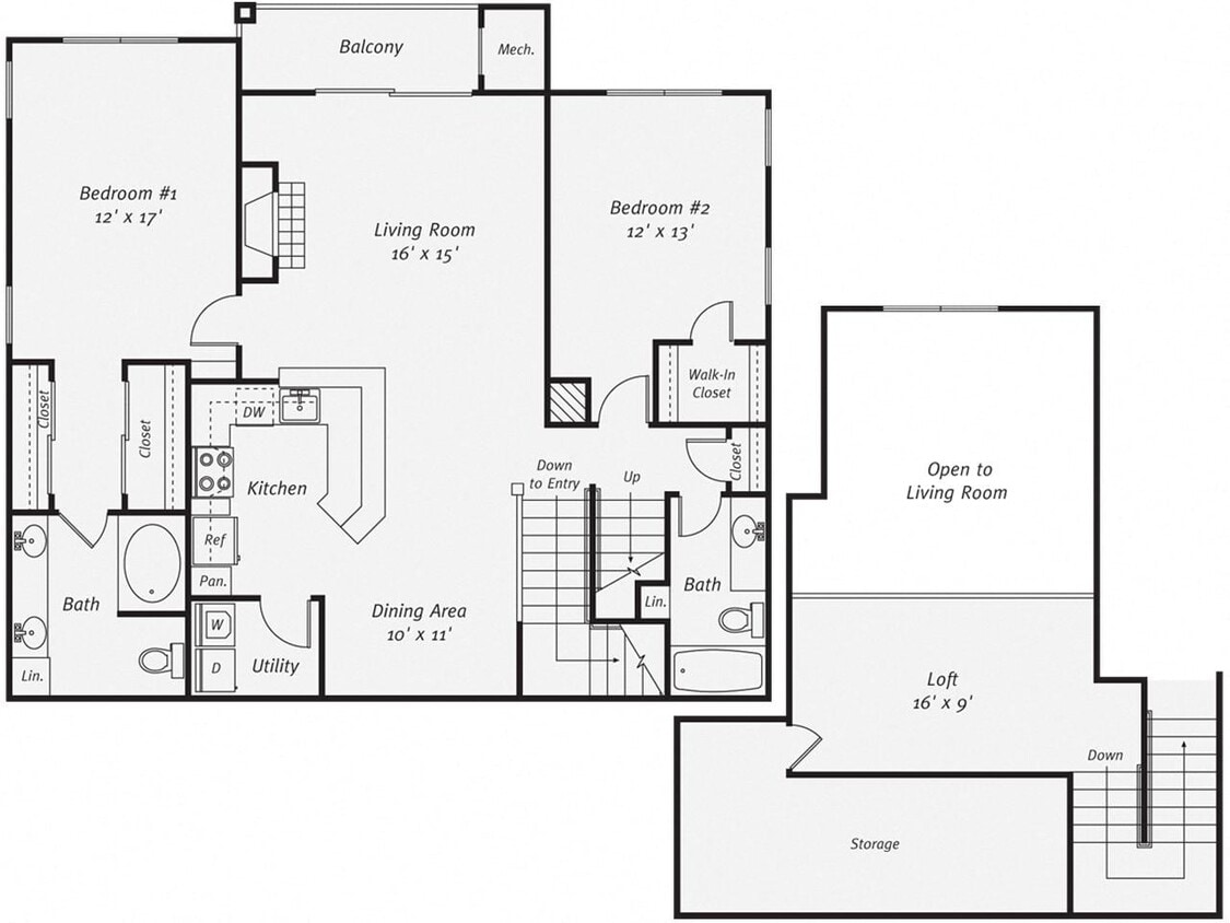 Floor Plan - 2 Bed/2 Bath-B1LG