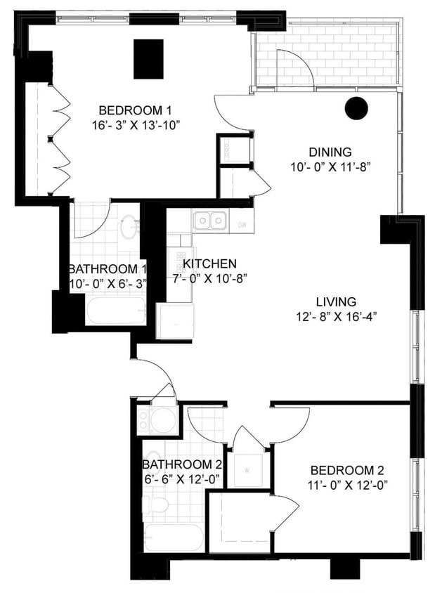 Floor Plan - 2 Bed/2 Bath-C07