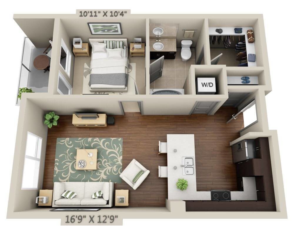 Floor Plan - One Bedroom A1B