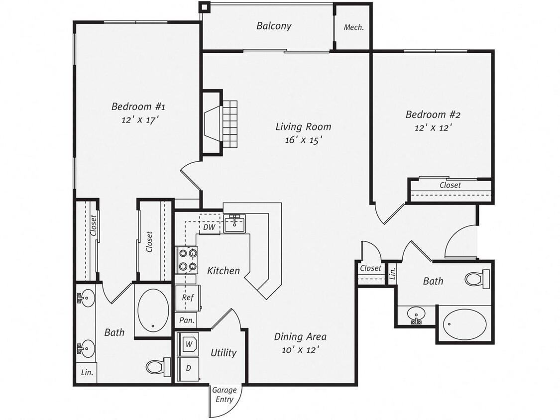 Floor Plan - 2 Bed/2 Bath-B3G