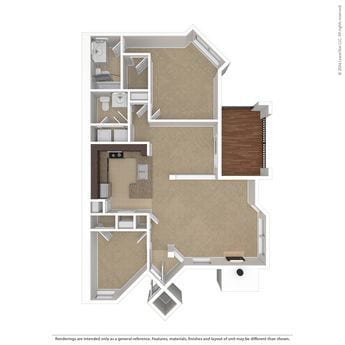 Floor Plan - 1 Bed & Study Cherry Remodel 