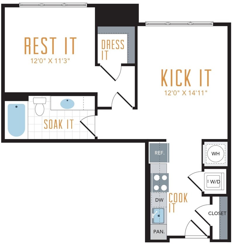 Floor Plan - 1 Bed 1 Bath