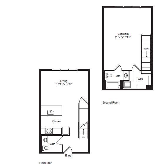 Floor Plan - AT01 | 1X1.5 Townhome