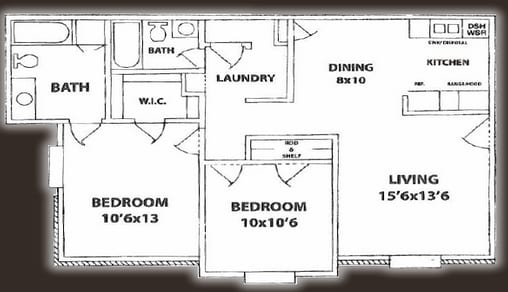 2 Bedroom 2 Bath with W/D connections - 2-2B