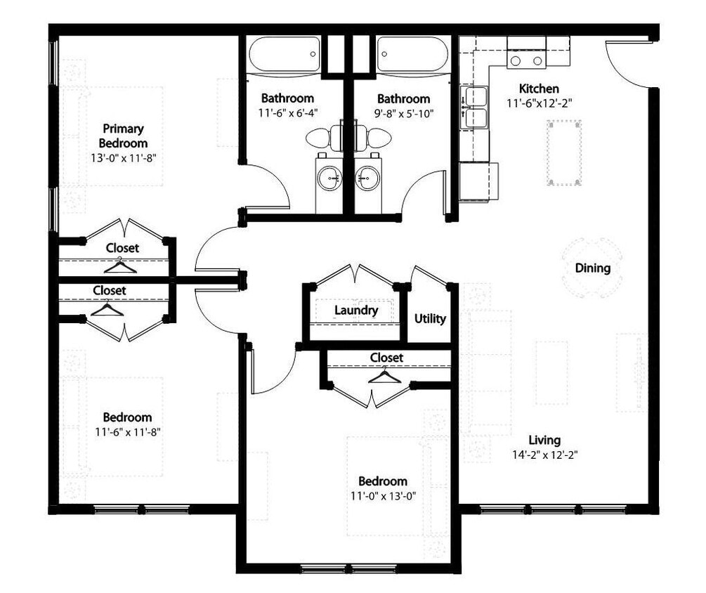 Floor Plan - 3-2 BR Horizon Overlook