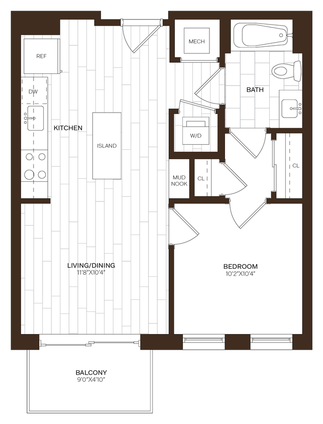 Floor Plan - 1 Bed/1 Bath-A2