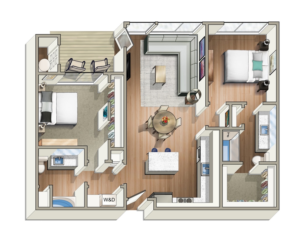 Highline Pointe B1 Floor Plan.jpg - 2 Bedroom, 2 Bathroom