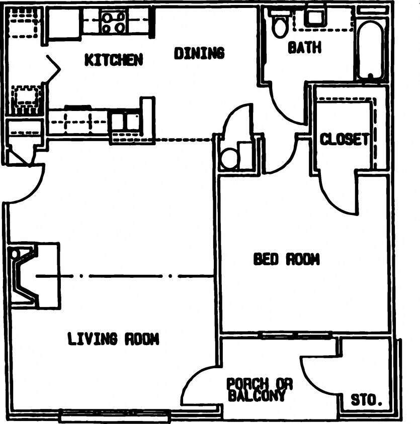 Floor Plan - Large 1 Bed - 1 Bath (Available with Cathedral ...