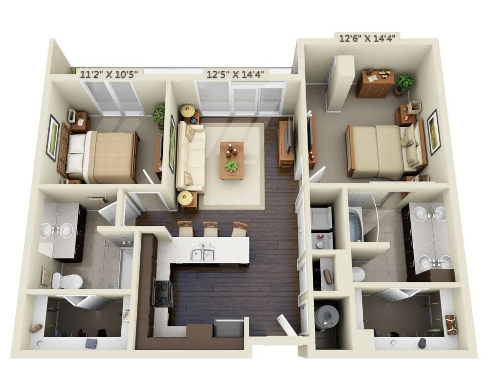 Floor Plan - Two Bedroom B2A