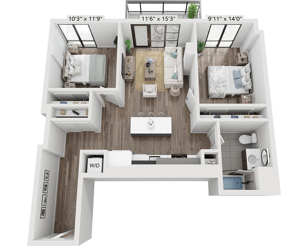 Floor Plan - Two Bedroom B1B