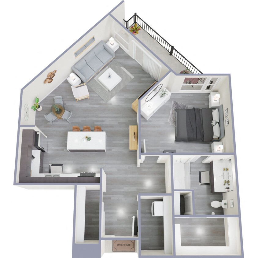 Floor Plan - E - 1 Bed 1 Bath