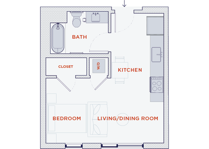 Floor Plan - Studio | 433 sf