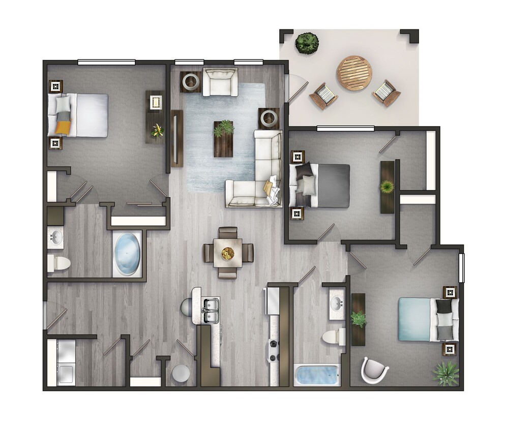 Floor Plan - C1 - 3/2 (Rocky Top)