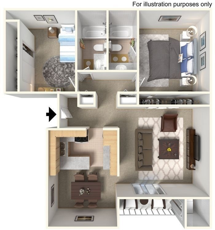 Floor Plan - 2 Bed 2 Bath