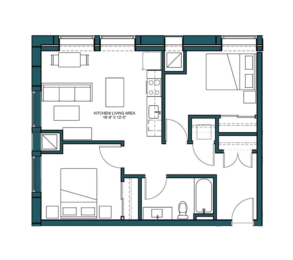 Floor Plan - 2 Bed/1 Bath-C1