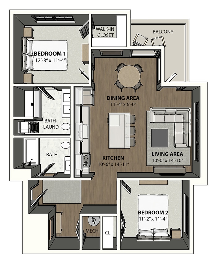 Franklin Square Phase 3, 2 Bedroom With 2 Bathroom Loft L3 - 2 Bedroom 2 Bathroom Loft L3