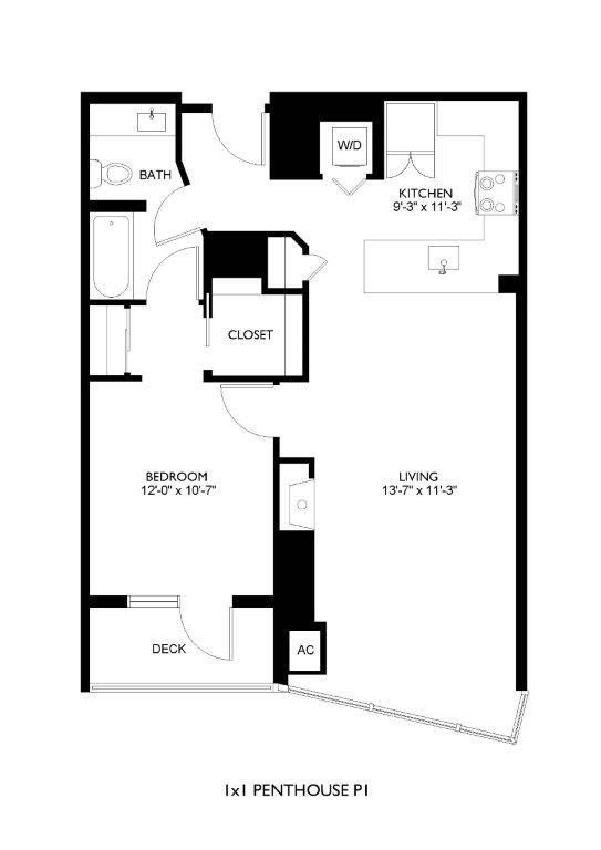 Floor Plan - 1x1 Penthouse P1