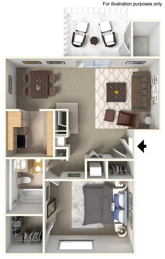 Floor Plan - One Bedroom One Bath 