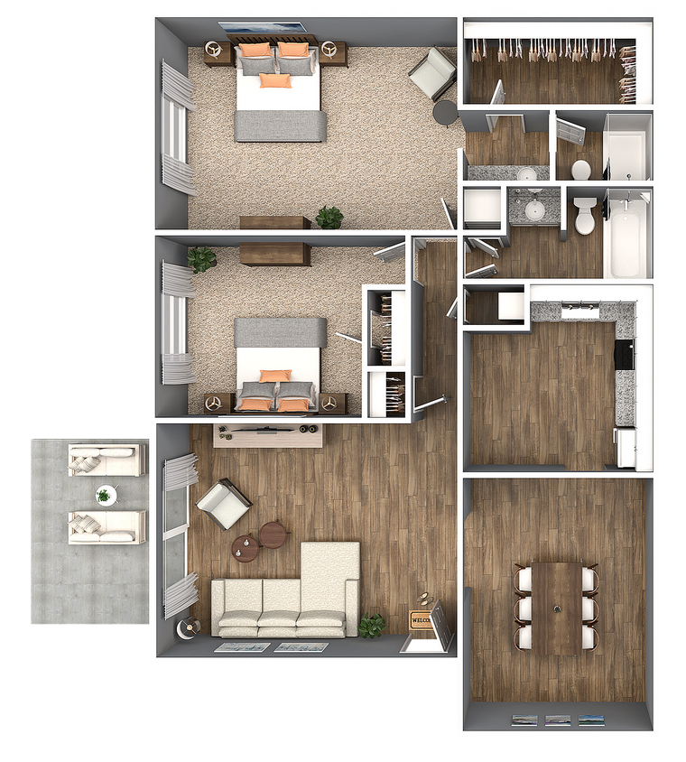 Two Bedroom - 2 Bedroom 2 Bath