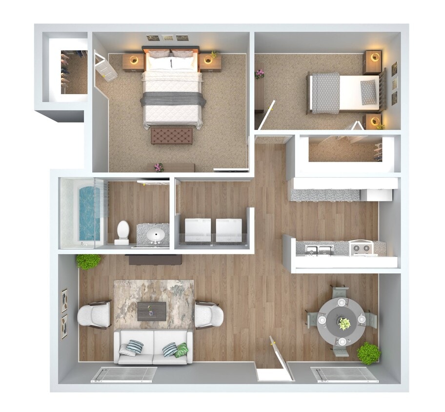 Floor Plan - 2 Bedroom x 1 Bath C